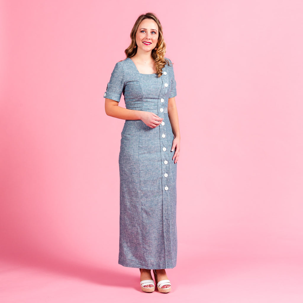 The Ava dress is a side button down maxi dress that is comfortable and breathable for summer