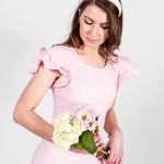 Load image into Gallery viewer, The Paulette is a fun and feminine dress that celebrates ruffles and pink!
