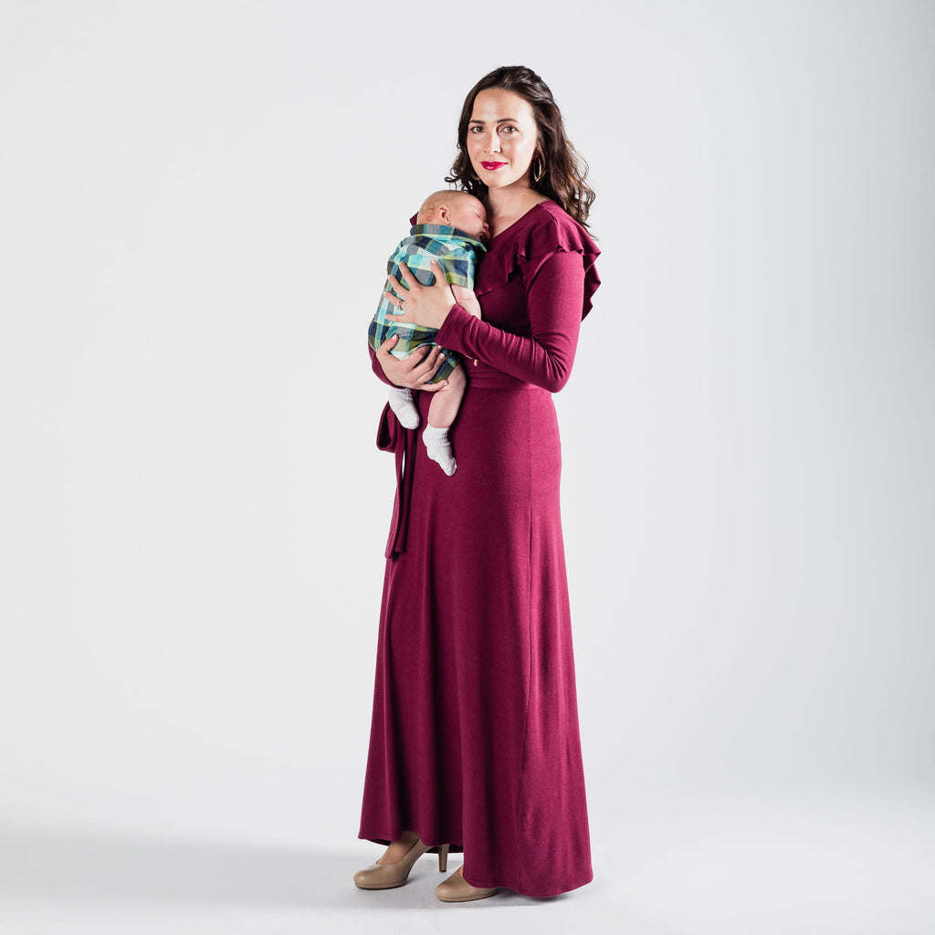 Audrey Cole and her son in the nursing friendly Sofia dress