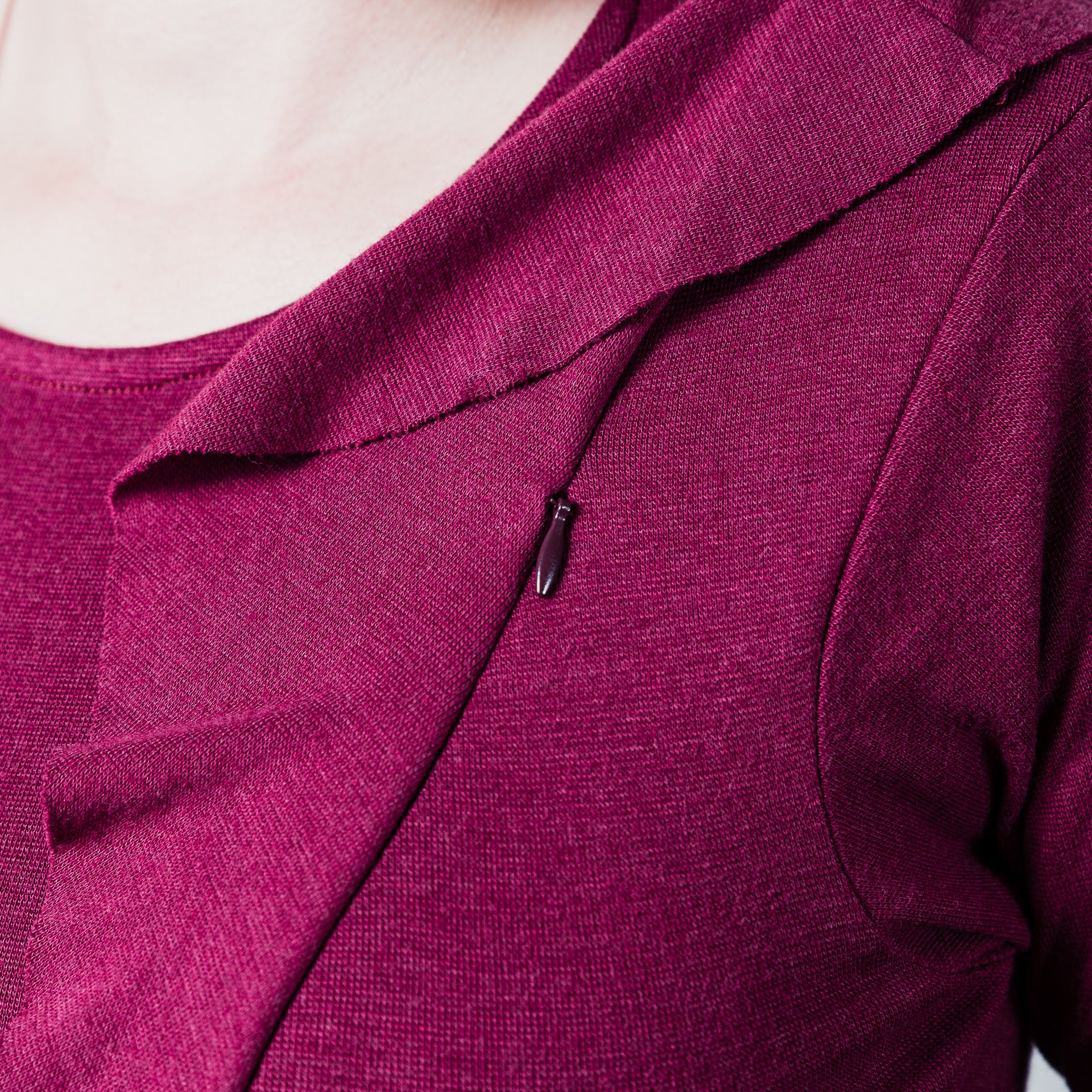 Nursing friendly hidden zipper on the Sofia dress.